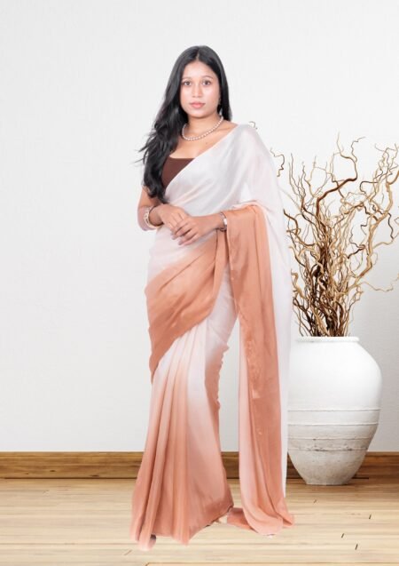 Caramel Cloud Dual Color Chiffon Ombre Saree