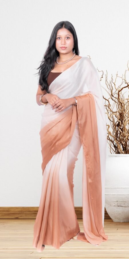 Caramel Cloud Dual Color Chiffon Ombre Saree