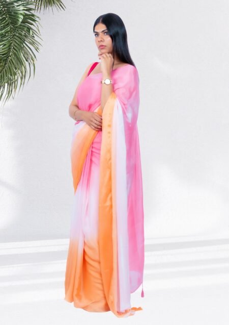 Ice cream dolly Chiffon Tri Color Saree