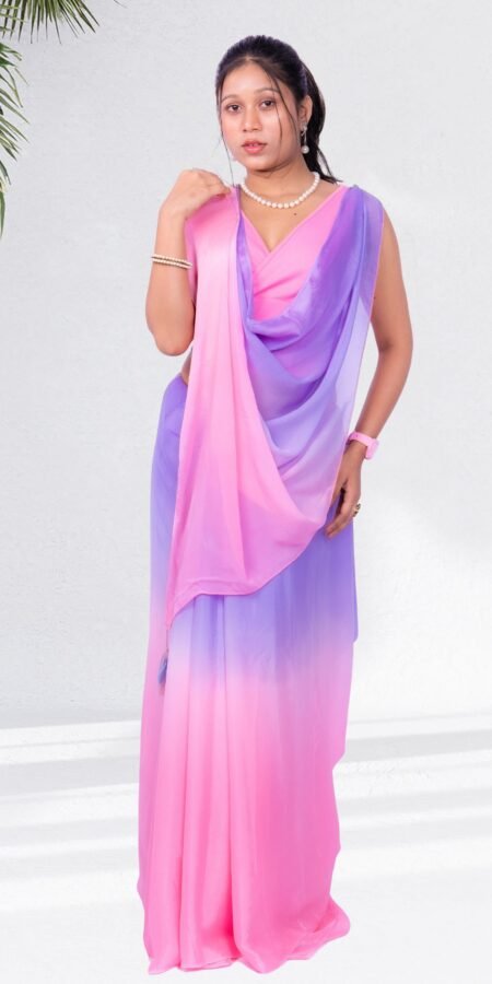 Bubble Gum Ombre Chiffon Saree