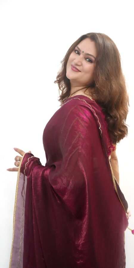 Pink Tissue Saree with Stitched Blouse