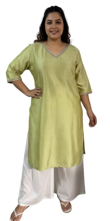 Knee Length Olive Green Kurti