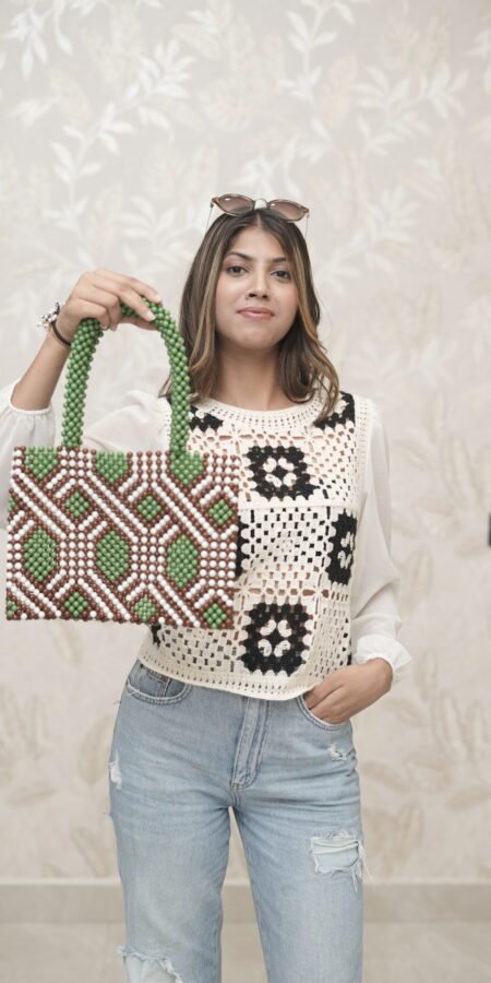 Handmade Beaded Bag Green