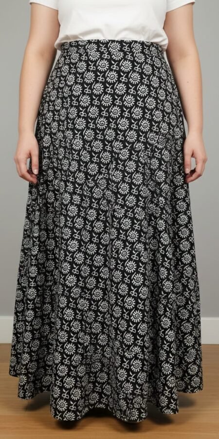Black Floral Full Length Skirt
