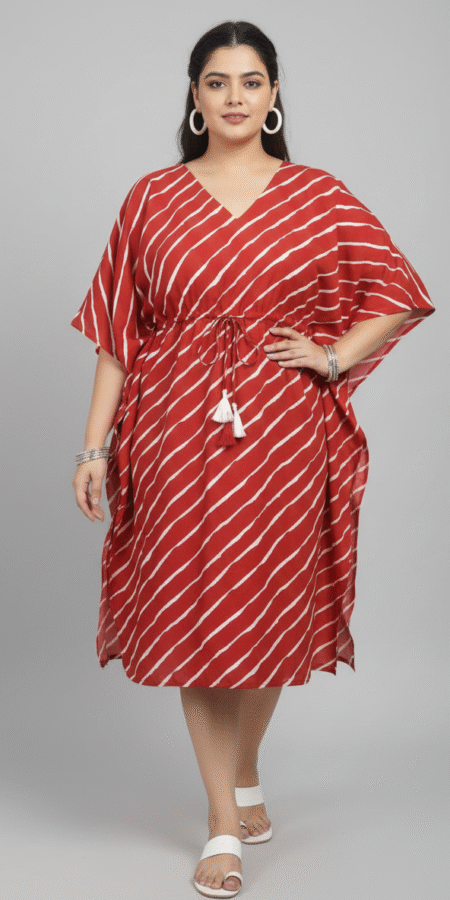 Orange Leheriya Kaftan Dress