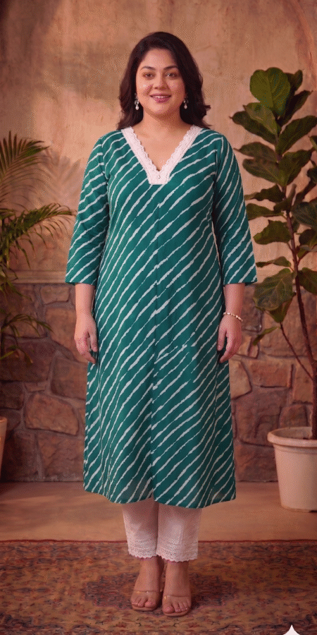Yellow Leheriya Long Kurti